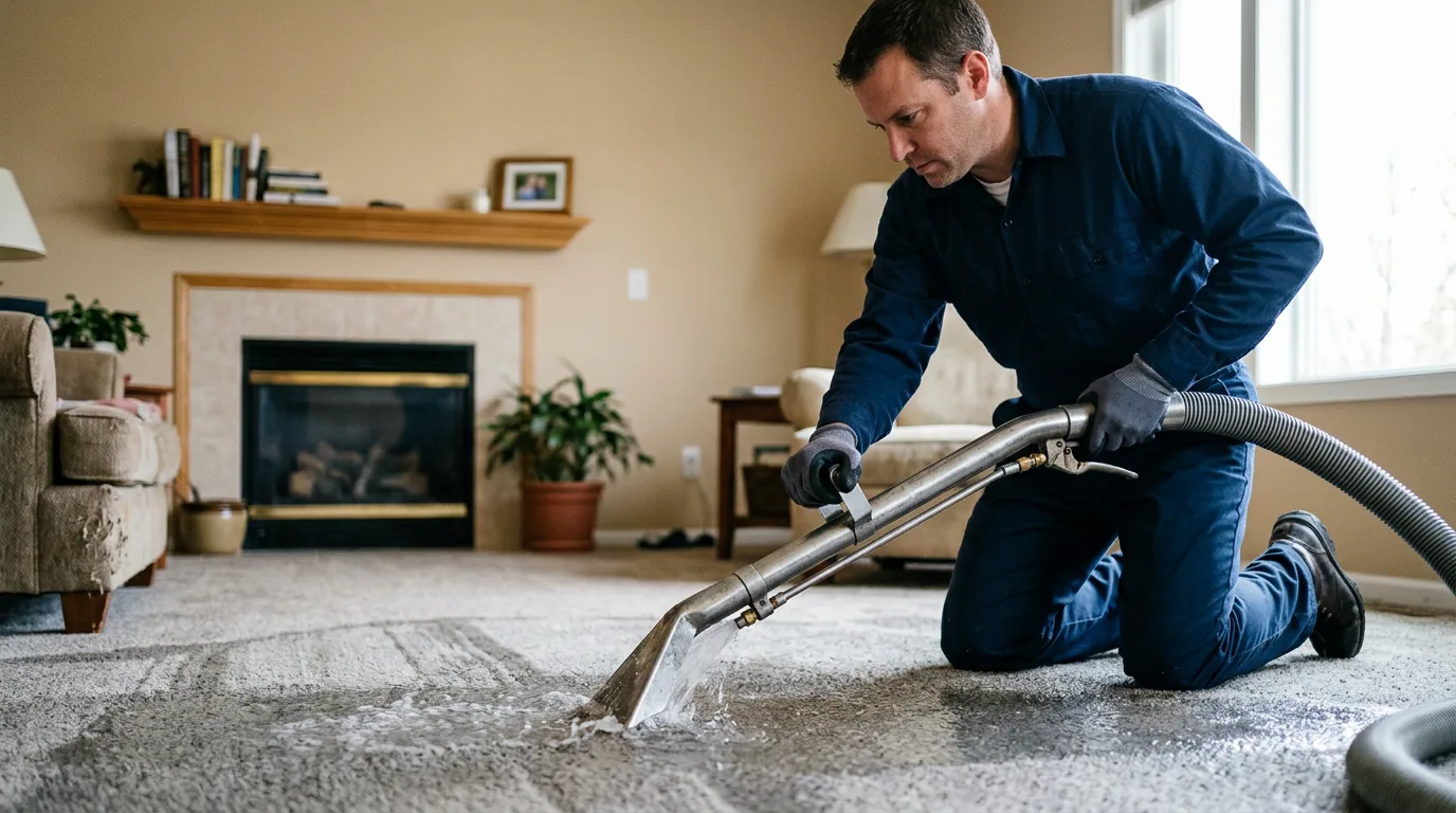 Water damage restoration technician working near Bridgeton, MO